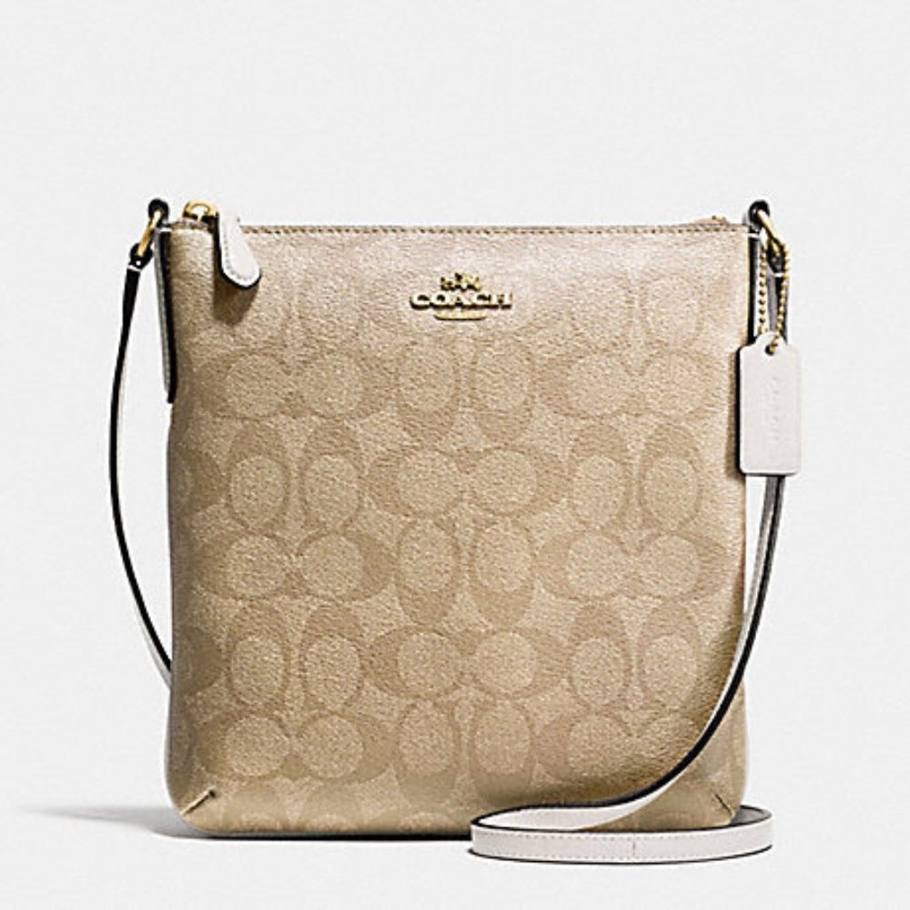 Coach Gold Signature Coated Canvas Crossbody Bag
